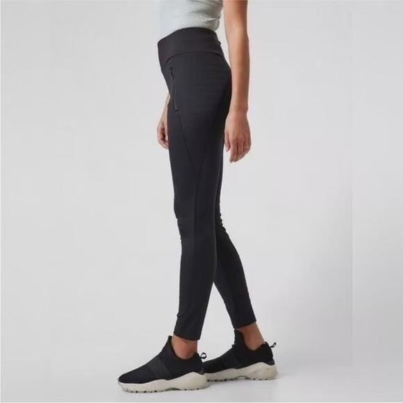 $108 New Athleta Peak Hybrid Fleece Tight - Black - Small - Picture 3 of 10